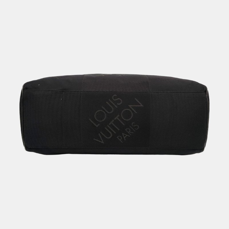 LOUIS VUITTON SOUVERAIN黑色織物單肩包手提包銀色五金-5