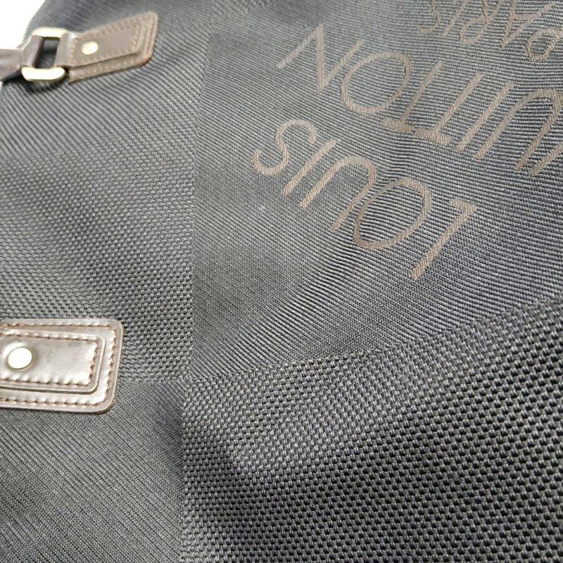 LOUIS VUITTON SOUVERAIN黑色織物單肩包手提包銀色五金-12