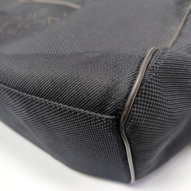 LOUIS VUITTON SOUVERAIN黑色織物單肩包手提包銀色五金-14