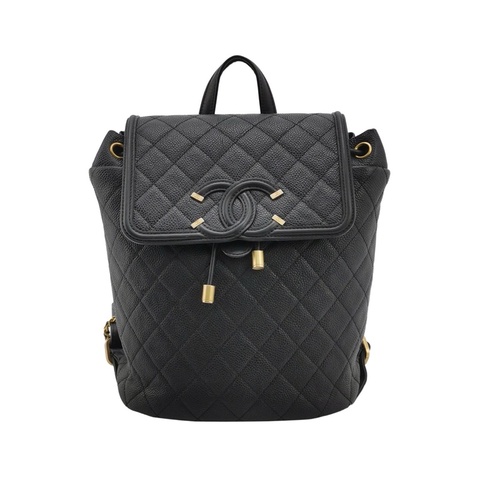 98新CHANEL香奈兒vanity case系列黑金荔枝紋牛皮雙C大logo雙肩包書包背包27開尺寸20*25