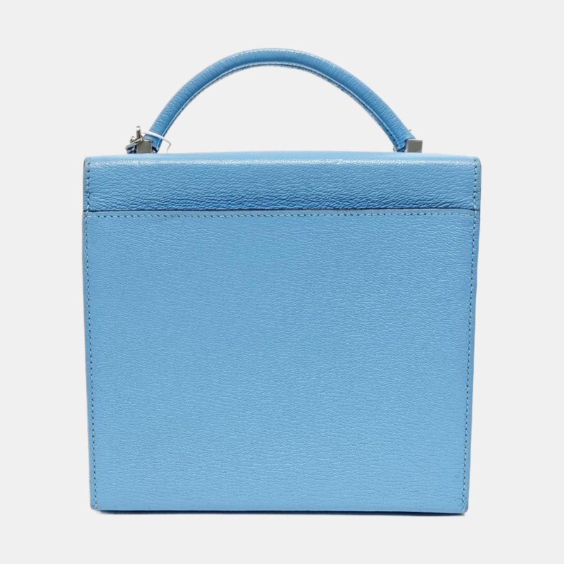 HERMES Cinhetic北方藍Chevre Mysore山羊皮單肩包銀色五金D刻-4