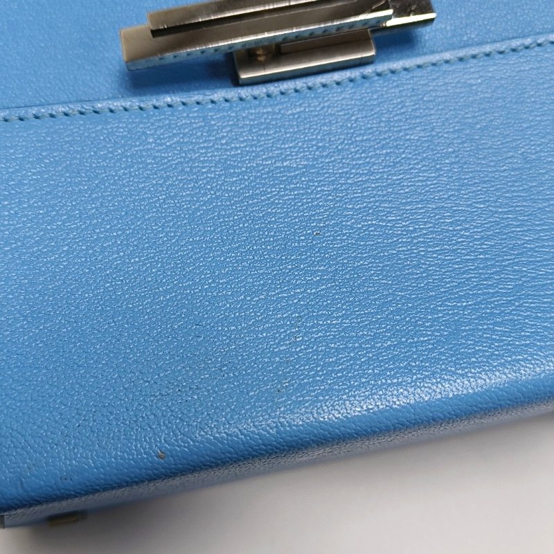 HERMES Cinhetic北方藍Chevre Mysore山羊皮單肩包銀色五金D刻-8