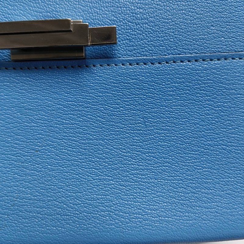 HERMES Cinhetic北方藍Chevre Mysore山羊皮單肩包銀色五金D刻-10