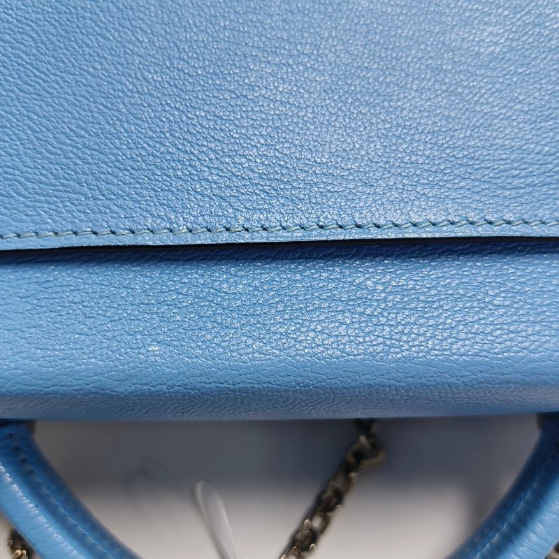 HERMES Cinhetic北方藍Chevre Mysore山羊皮單肩包銀色五金D刻-12