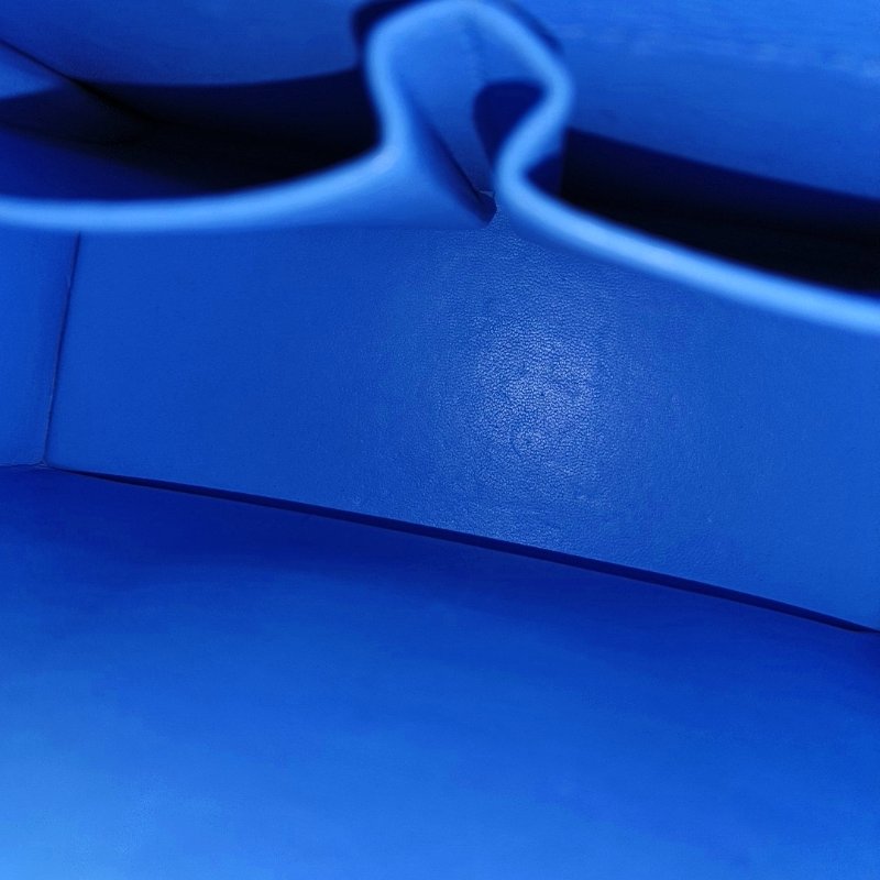 HERMES Cinhetic北方藍Chevre Mysore山羊皮單肩包銀色五金D刻-16