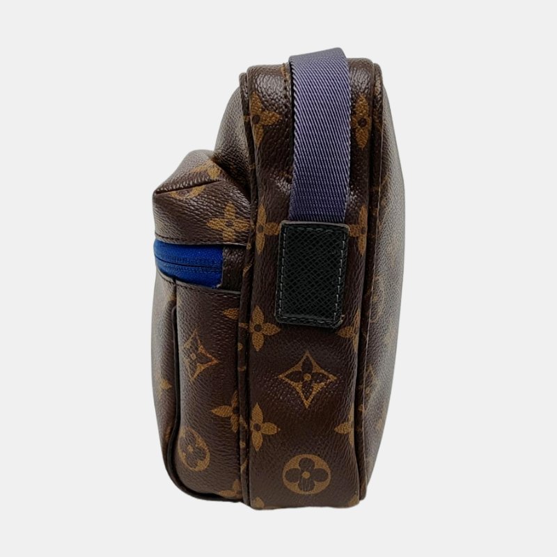 LOUIS VUITTON OUTDOOR棕色塗層帆布老花斜挎包單肩包紅色五金-2