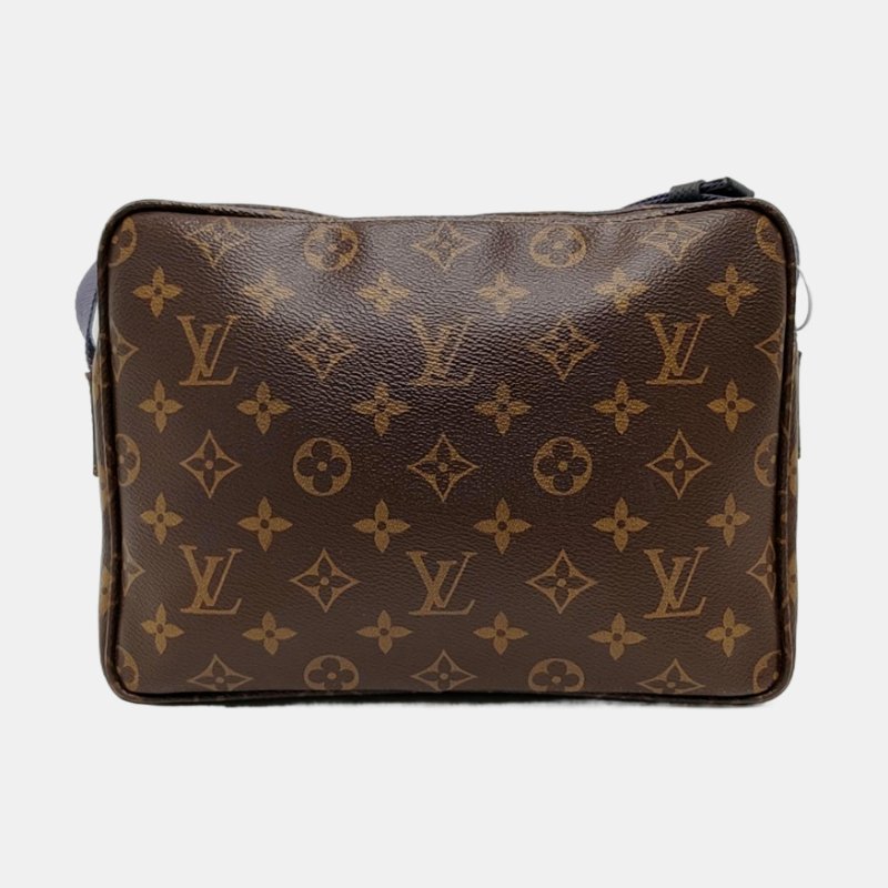 LOUIS VUITTON OUTDOOR棕色塗層帆布老花斜挎包單肩包紅色五金-4