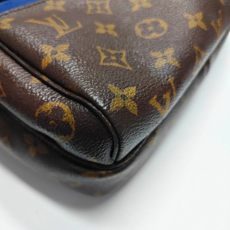 LOUIS VUITTON OUTDOOR棕色塗層帆布老花斜挎包單肩包紅色五金-9