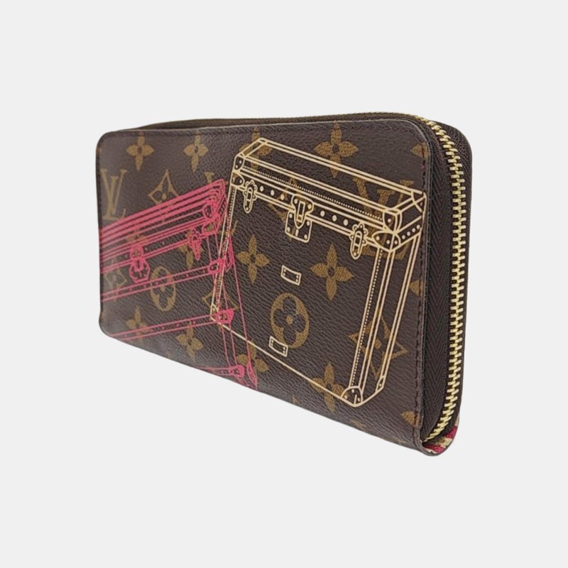 LOUIS VUITTON棕色塗層帆布老花印花錢包金色五金-2