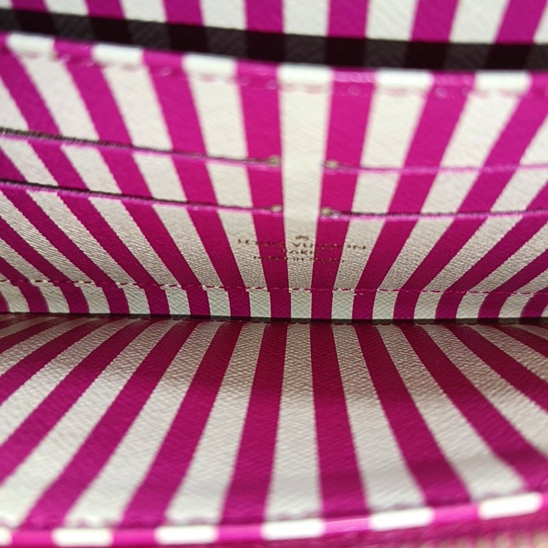 LOUIS VUITTON棕色塗層帆布老花印花錢包金色五金-6