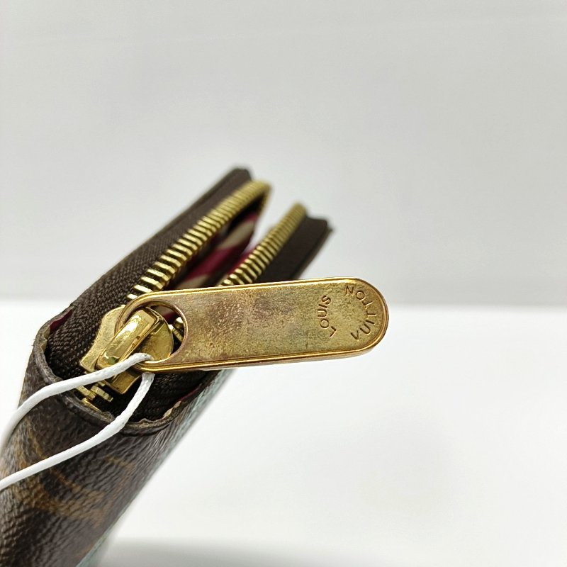 LOUIS VUITTON棕色塗層帆布老花印花錢包金色五金-9