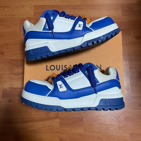 Lv Trainer Maxi小胖丁 路易威登時尚板鞋 男款白藍 42碼
