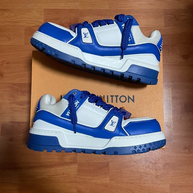 Lv Trainer Maxi小胖丁 路易威登時尚板鞋 男款白藍 42碼-1