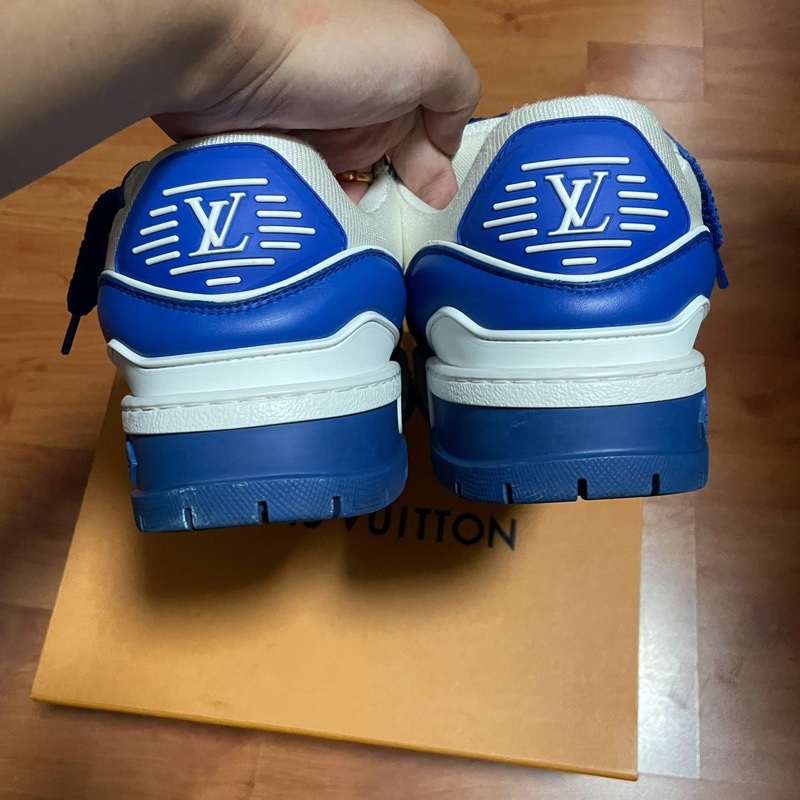Lv Trainer Maxi小胖丁 路易威登時尚板鞋 男款白藍 42碼-4