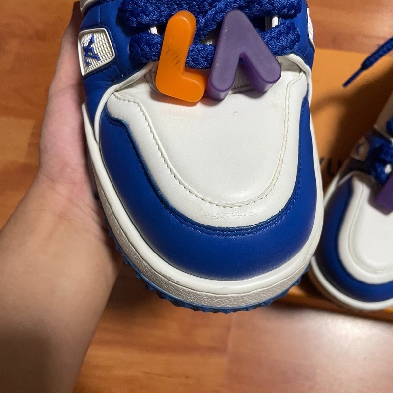 Lv Trainer Maxi小胖丁 路易威登時尚板鞋 男款白藍 42碼-7