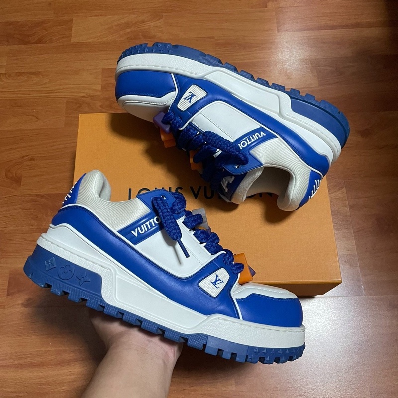 Lv Trainer Maxi小胖丁 路易威登時尚板鞋 男款白藍 42碼-8