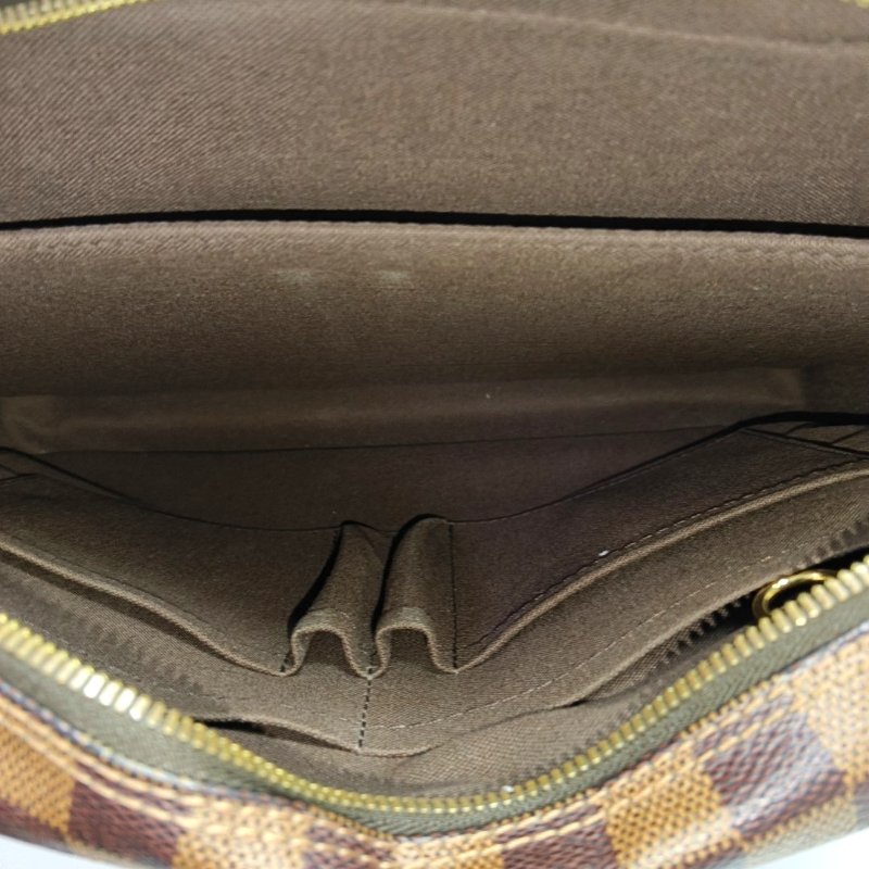 LOUIS VUITTON SHELTON中號棕色塗層帆布棋盤格郵差包單肩包斜挎包金色五金-6