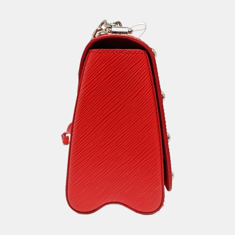 LOUIS VUITTON TWIST中號紅色EPI牛皮水波紋鉚釘單肩包斜挎包銀色五金-3