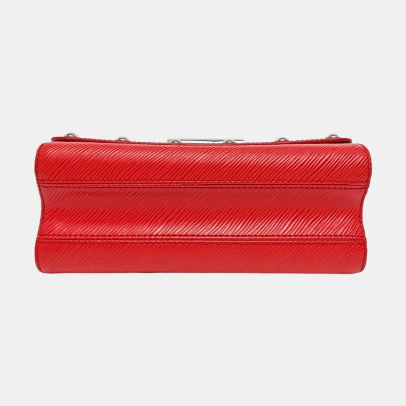 LOUIS VUITTON TWIST中號紅色EPI牛皮水波紋鉚釘單肩包斜挎包銀色五金-5