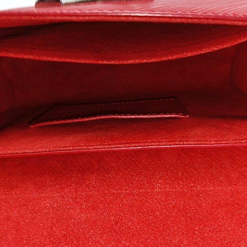 LOUIS VUITTON TWIST中號紅色EPI牛皮水波紋鉚釘單肩包斜挎包銀色五金-6