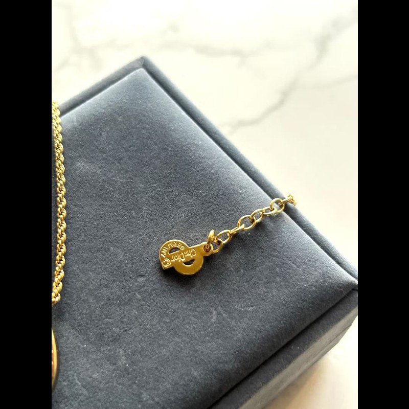 【LA LUNE】中古Dior 金色水鑽拼色復古頸鏈 項鏈 首飾飾品 二手 古董 禮物-5
