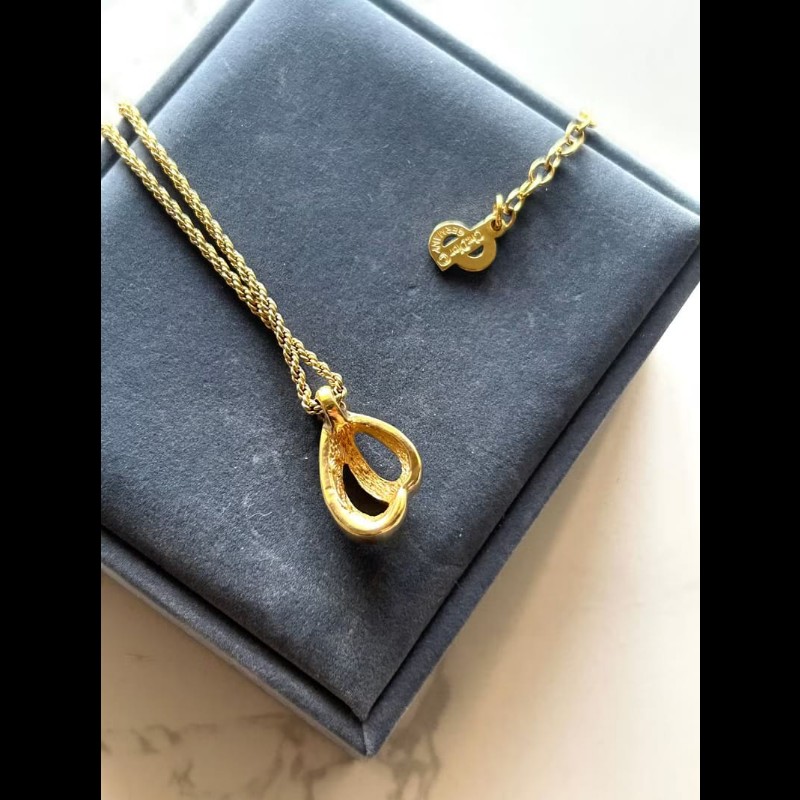 【LA LUNE】中古Dior 金色水鑽拼色復古頸鏈 項鏈 首飾飾品 二手 古董 禮物-7