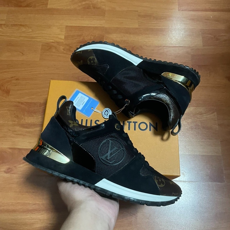 Lv Run Away絨面厚底鞋 低幫休閒鞋 女款 黑色37碼-8