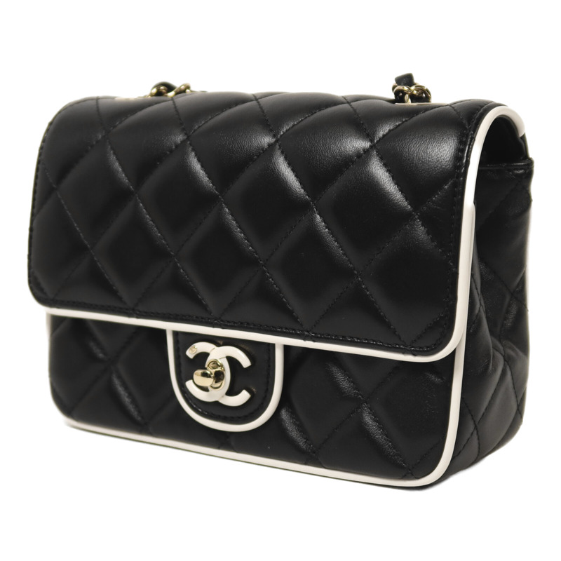 CHANEL 羊皮皮革Mini Flap金扣鏈帶肩背袋-2