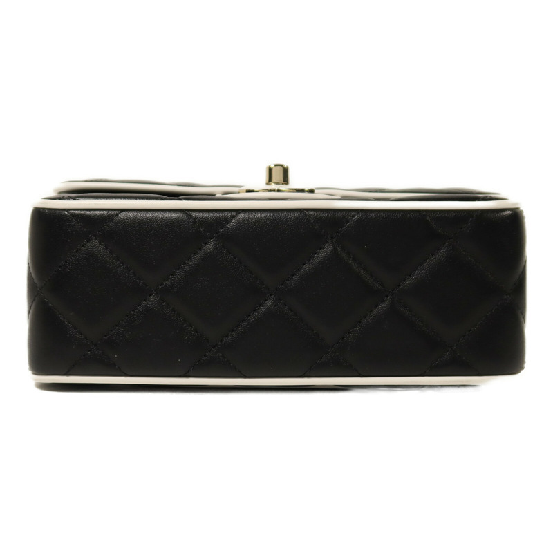 CHANEL 羊皮皮革Mini Flap金扣鏈帶肩背袋-3