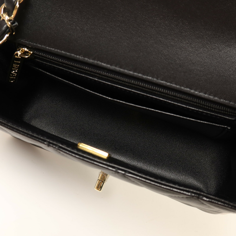 CHANEL 羊皮皮革Mini Flap金扣鏈帶肩背袋-4