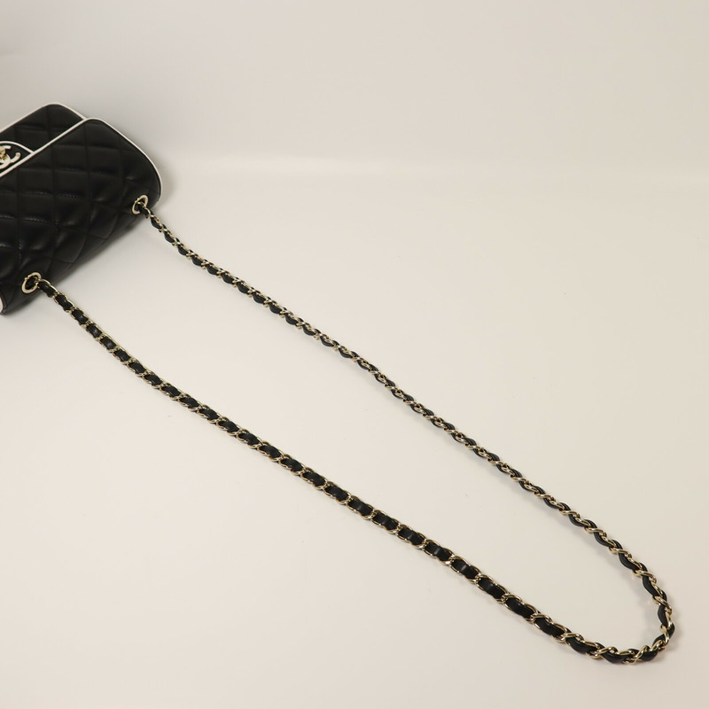 CHANEL 羊皮皮革Mini Flap金扣鏈帶肩背袋-7