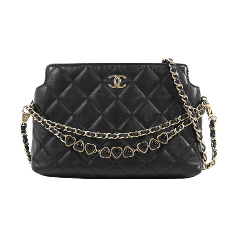 CHANEL 羊皮皮革Chain Shoulder金扣鏈帶肩背袋