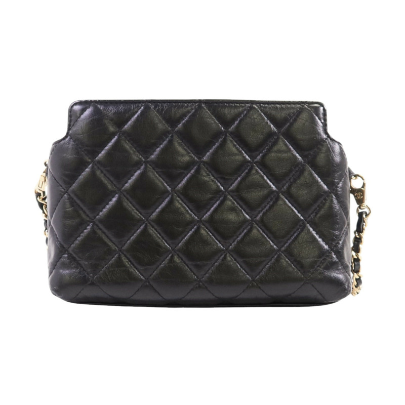 CHANEL 羊皮皮革Chain Shoulder金扣鏈帶肩背袋-1