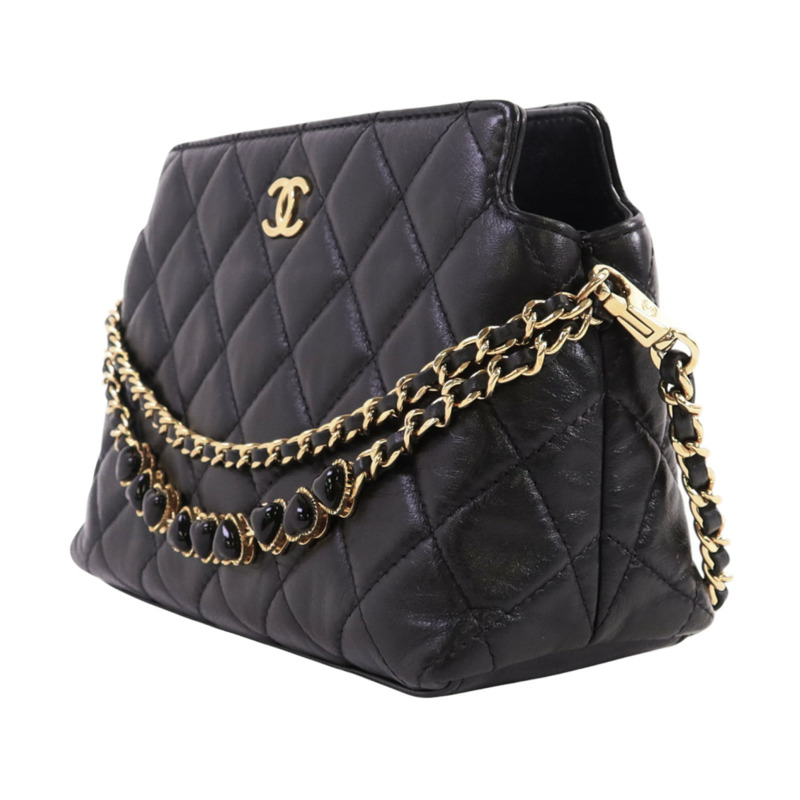 CHANEL 羊皮皮革Chain Shoulder金扣鏈帶肩背袋-2