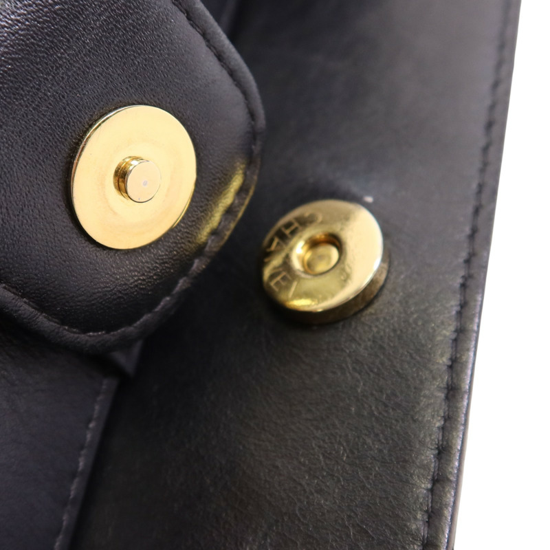 CHANEL 羊皮皮革Chain Shoulder金扣鏈帶肩背袋-9
