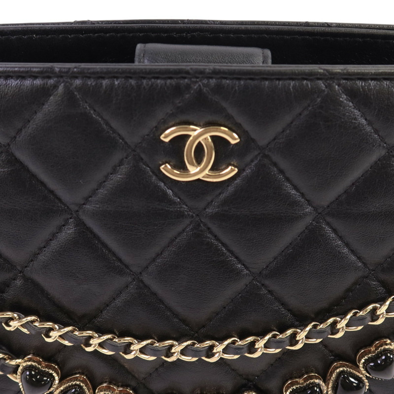 CHANEL 羊皮皮革Chain Shoulder金扣鏈帶肩背袋-14