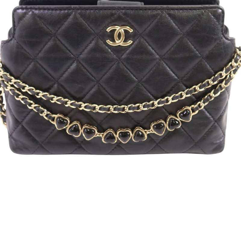 CHANEL 羊皮皮革Chain Shoulder金扣鏈帶肩背袋-15