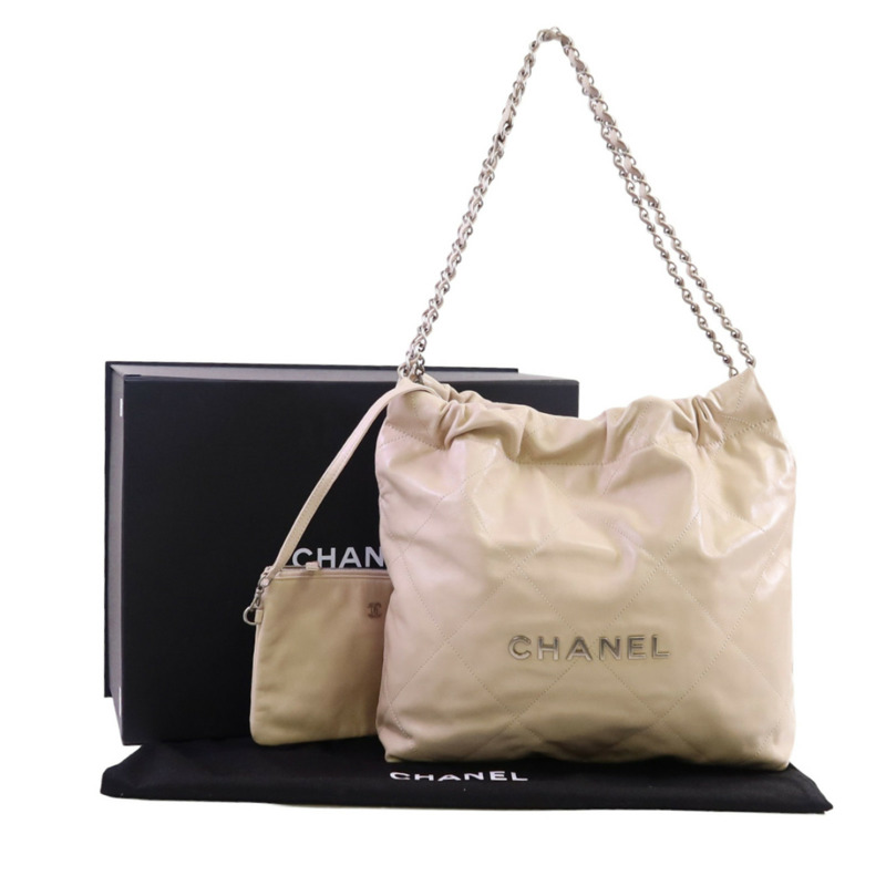 CHANEL 牛皮皮革Chanel 22 Small銀扣鏈帶肩背袋-9