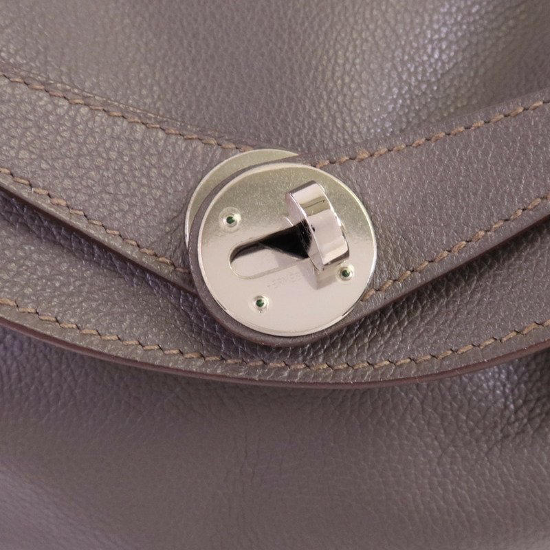HERMES Evercolor皮革Lindy 26銀扣手挽肩背兩用袋Etain-8