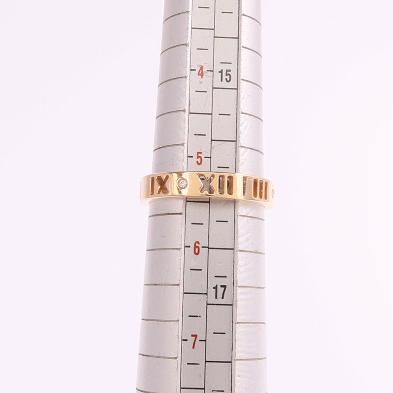 TIFFANY＆CO 18K玫瑰金Atlas Ring鑽石戒指US#5.25-5
