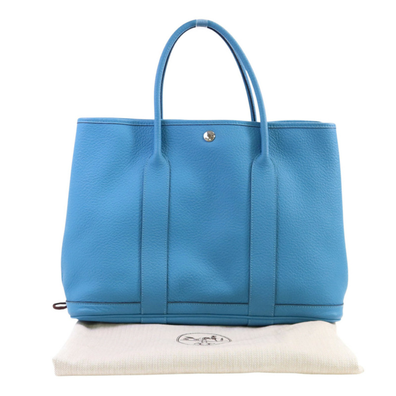HERMES Negonda皮革GardenParty PM銀扣手挽袋-9