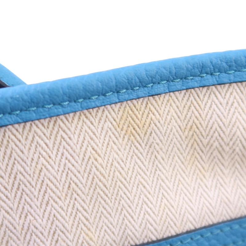 HERMES Negonda皮革GardenParty PM銀扣手挽袋-17