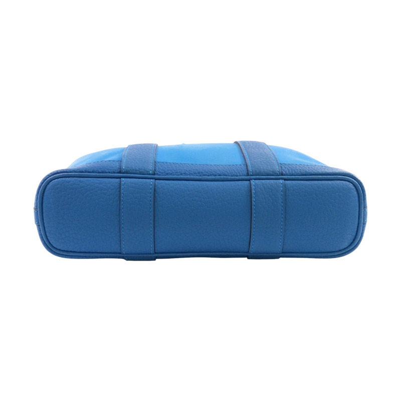 HERMES 帆布/牛皮皮革Garden File PM銀扣手挽肩背兩用袋-3