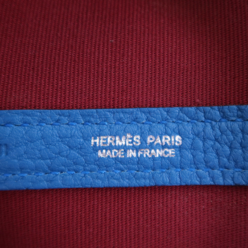 HERMES 帆布/牛皮皮革Garden File PM銀扣手挽肩背兩用袋-5