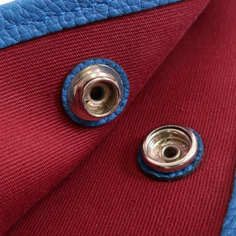 HERMES 帆布/牛皮皮革Garden File PM銀扣手挽肩背兩用袋-7