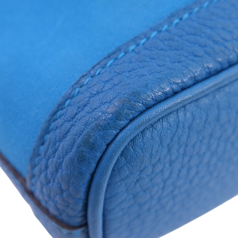 HERMES 帆布/牛皮皮革Garden File PM銀扣手挽肩背兩用袋-9