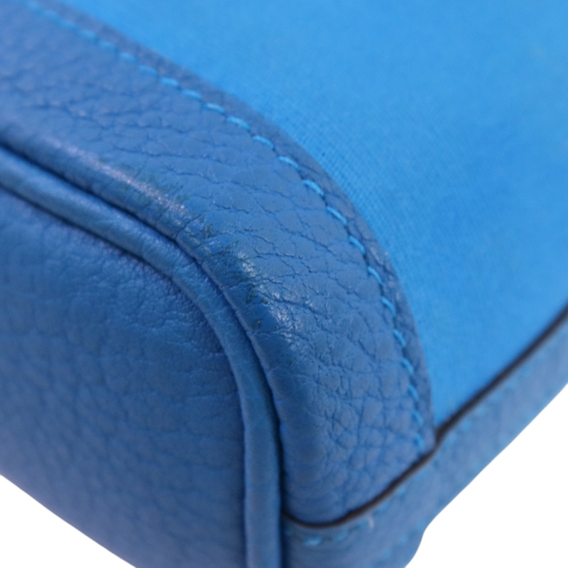 HERMES 帆布/牛皮皮革Garden File PM銀扣手挽肩背兩用袋-10