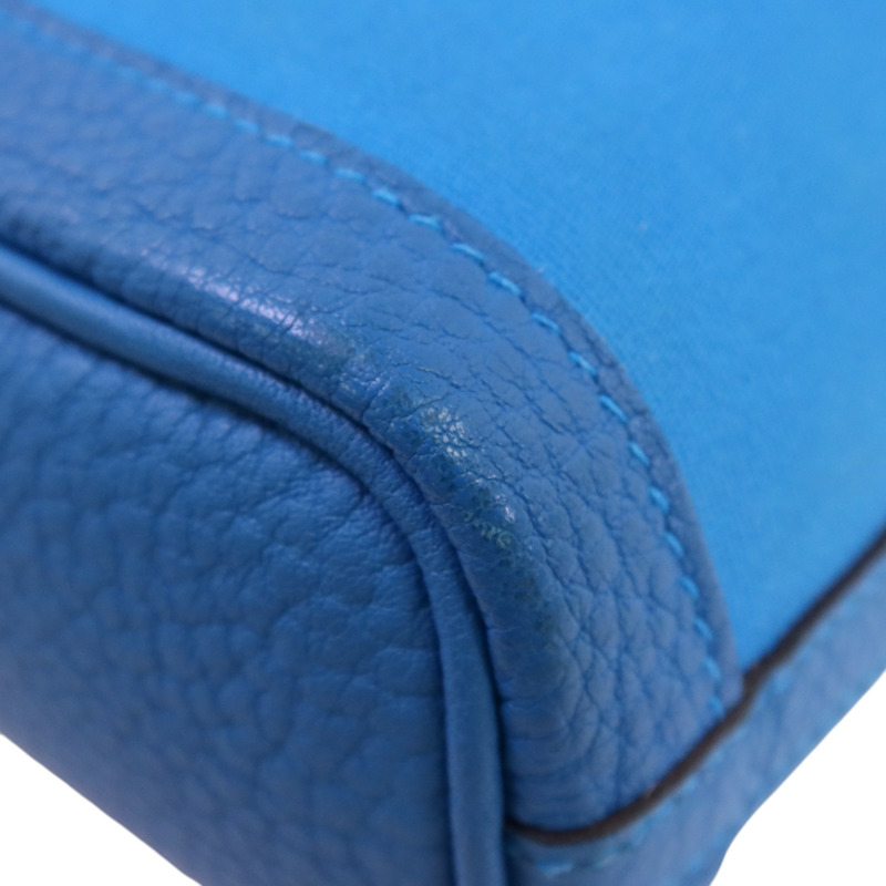 HERMES 帆布/牛皮皮革Garden File PM銀扣手挽肩背兩用袋-12