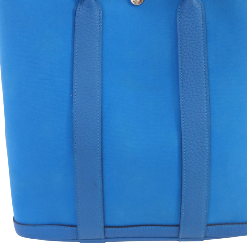 HERMES 帆布/牛皮皮革Garden File PM銀扣手挽肩背兩用袋-15