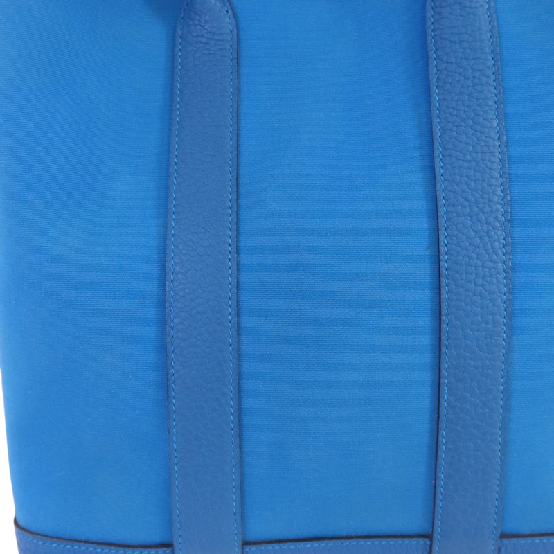 HERMES 帆布/牛皮皮革Garden File PM銀扣手挽肩背兩用袋-16